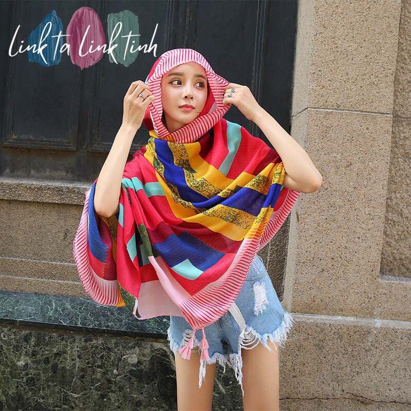 khăn bohemian đỏ - khăn choàng bohemian CAO CẤP