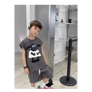Đồ bộ bé trai - Bộ ba lỗ hoạ tiết Cừu Quê chất cotton cho bé trai từ 8 đến 20 kg - SUN KID'S
