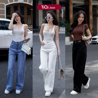 Quần jeans bò nữ ống suông co giãn 2 nút TiQi Jeans SG-003