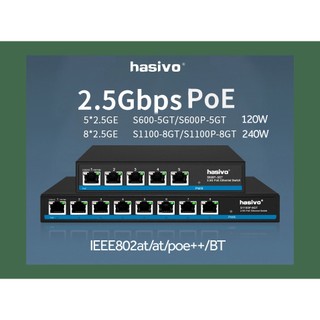✅ Switch PoE 2.5G  Hasivo S1100P-8GT /240W  - Hasivo S600P-5GT/120W  Gigabit ,  Nguồn POE  AF/AT/BT