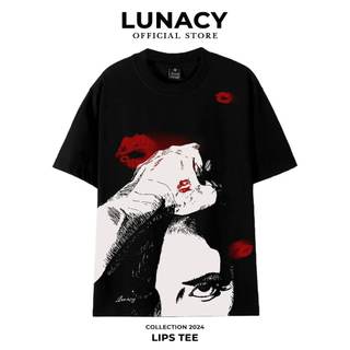 Áo thun tay lỡ Lips phông Unisex nam nữ Cotton oversize form rộng LUNACY