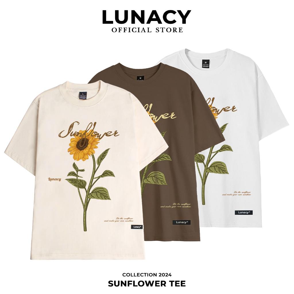 Áo thun tay lỡ Sunflower phông Unisex nam nữ Cotton oversize form rộng LUNACY