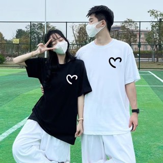 Áo Đôi Unisex In Hình Trái Tim, Áo Thun Basic Localbrand Chất Vải Cotton Dày Dặn Nam Nữ Mặc Đều Kute