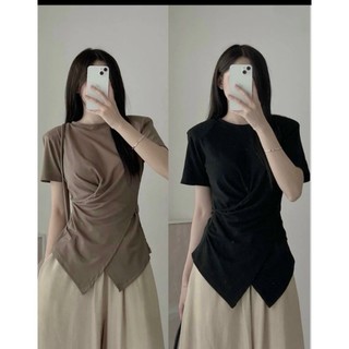 Aó thun vạt chéo xoắn eo bigsize dưới 75kg, áo thun xoắn eo hách eo hot hit