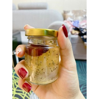 Hũ chưng yến 75ml . Thủy tinh nắp thiếc màu Vàng.