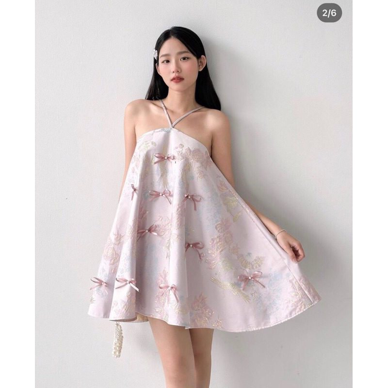 ĐẦM GẤM CỔ YẾM PHỐI NƠ