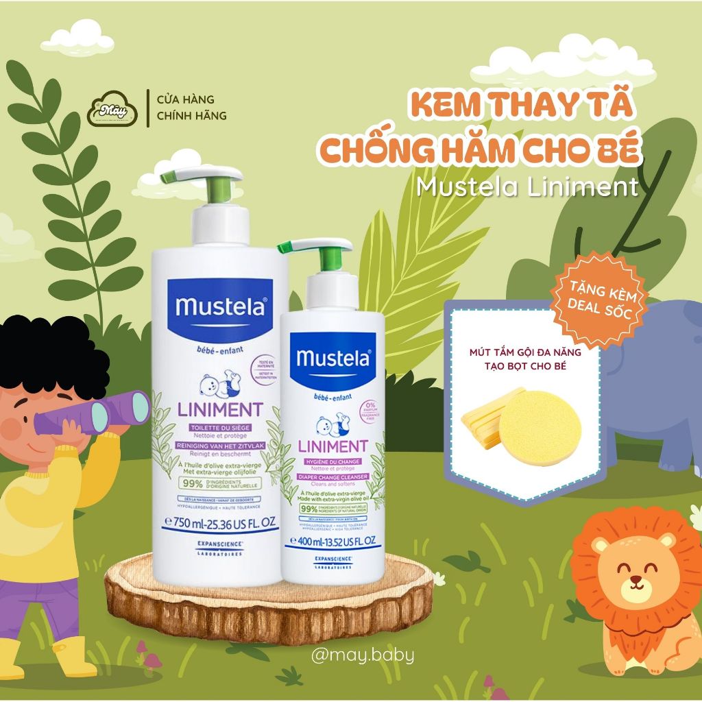 Kem vệ sinh thay tã bỉm chống hăm cho bé Mustela Liniment Nội địa Pháp - Hàng Air