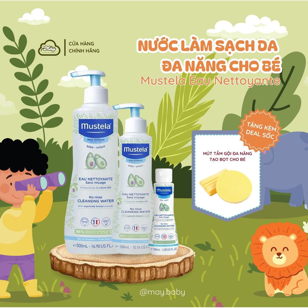 Nước làm sạch Mustela Micellaire vệ sinh mặt body thay tã cho bé từ sơ sinh