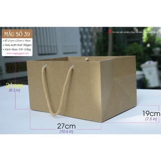 25 cái - Túi giấy kraft đựng hộp thức ăn lớn, hộp thực phẩm = Túi số 39