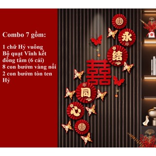 [Hàng mới về] Set 06 cái quạt giấy đỏ và treo cầu thang dùng để trang trí tiệc cưới