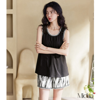 Bộ đồ mặc nhà nữ cotton cao cấp kiểu sát nách - Micha A12