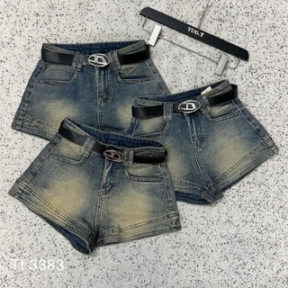 Quần sooc jeans nữ kèm đai Diesel hàng chuẩn QC, quần bò nữ dáng ngắn siêu tôn dáng N80