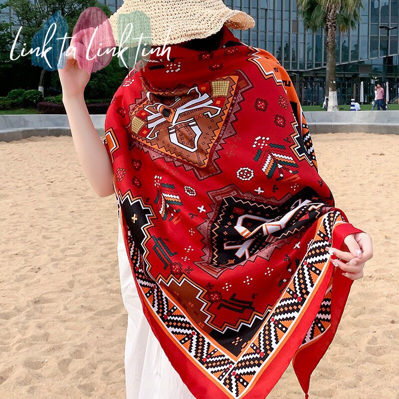 khăn choàng đi biển - khăn choàng đi nắng - khăn choàng đi du lịch Boho Vintage Đỏ