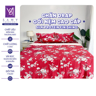 Bộ Chăn Ga Gối Lụa Tencel Coolsilk SAMY BEDDING Sang Trọng Màu Đỏ Cao Cấp Thoáng Mát Mềm Mịn