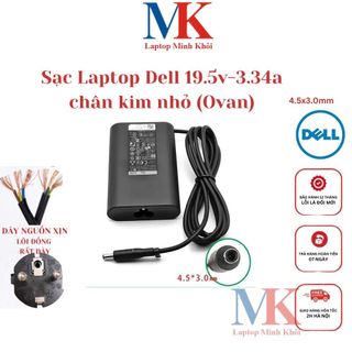 Sạc laptop dell 19.5v-3.34a ovan chân kim nhỏ 4.5x3.0mm zin laptopminhkhoi