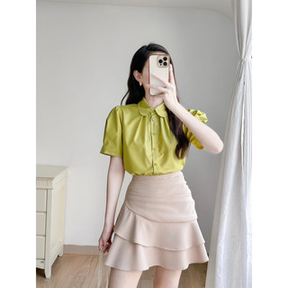 ☘️ áo sơ mi li xếp cổ sen ☘️