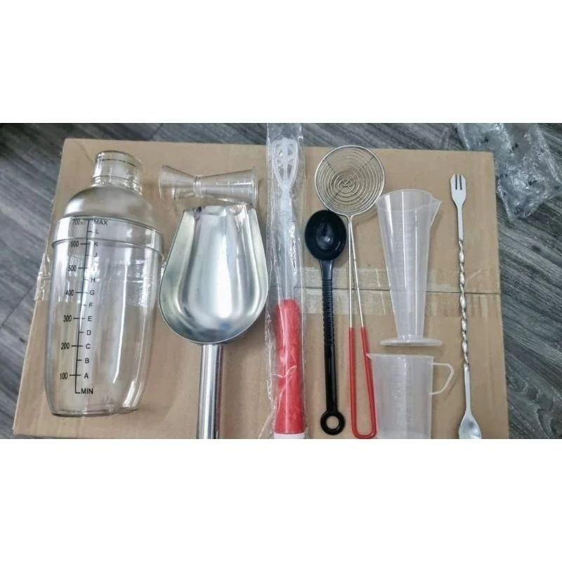 Combo dụng cụ pha chế trà chanh trà sữa cafe 9 món