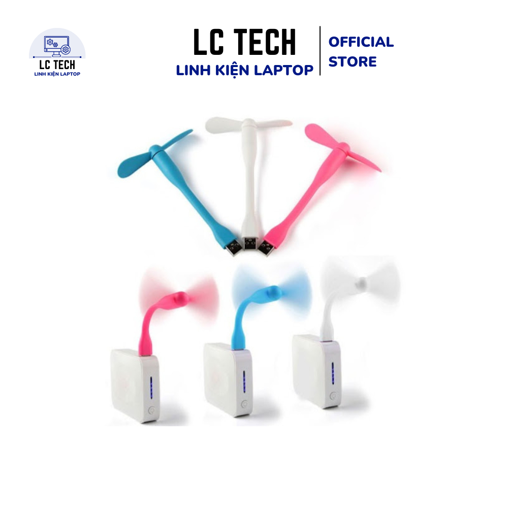 Quạt USB Mini Siêu Mát Giải Nhiệt, 2 Cánh Rời Uốn Cong Điều Chỉnh Được Cắm Laptop, Sạc Dự Phòng | LC Tech