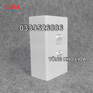 Combo 2 công tắc điện 1 chiều + mặt lỗ vuông LiOA - Lắp nổi