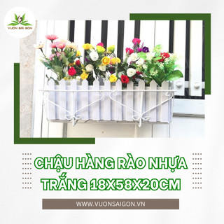 Chậu hàng rào 18x58x20cm trắng chậu nhựa Hải Đăng - Green City