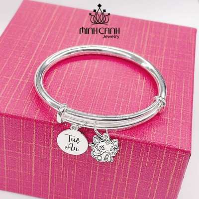 Vòng Bạc Khắc Tên Hình Rồng Cho Bé - Minh Canh Jewelry