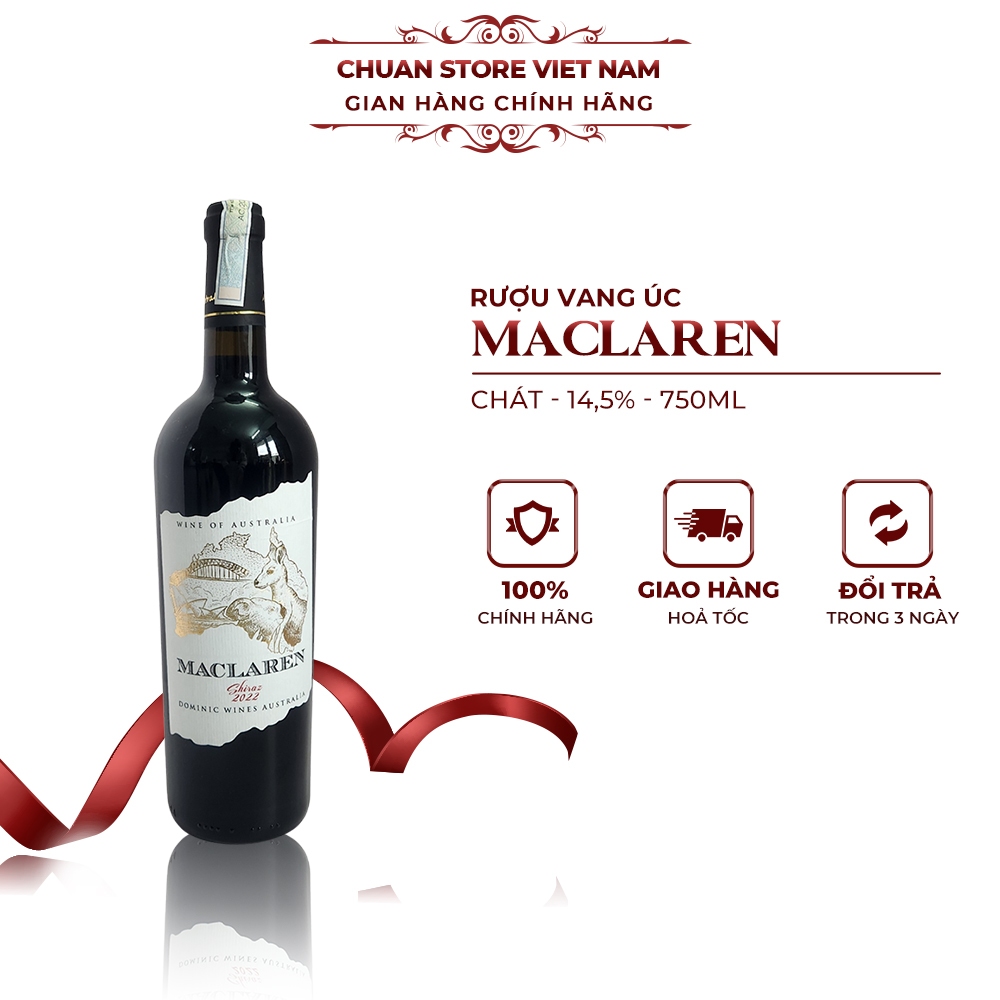 Rượu vang Úc chát Maclaren Shiraz 14,5% chai 750ml nhập khẩu chính hãng