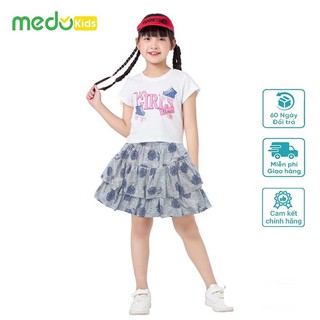 Chân váy tầng cho bé Medokids, đầm bé gái 2 tâng chất cotton có quần đùi trong size 13-33kg