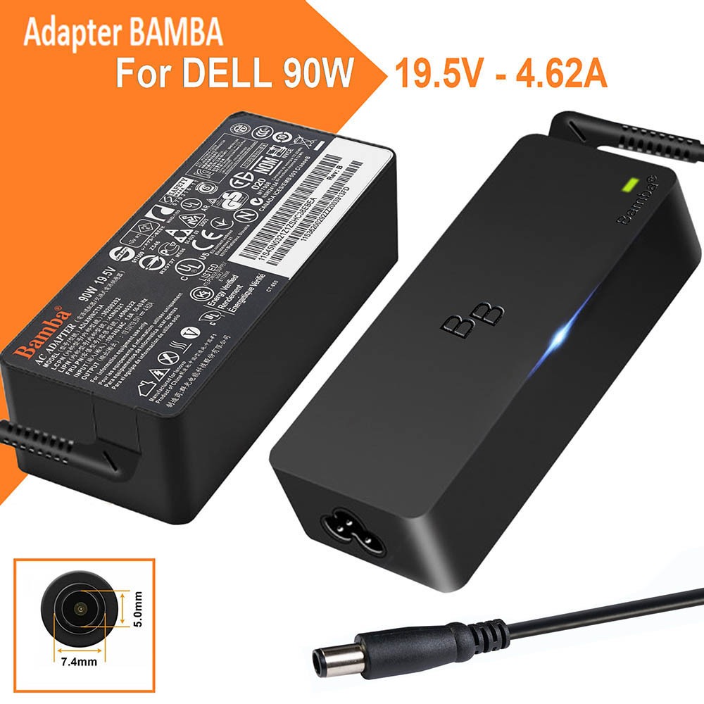 Cục sạc Laptop Dell. Adapter DELL 19.5V - 4.62A. 90W. Đầu kim to. Thương hiệu BAMBA.