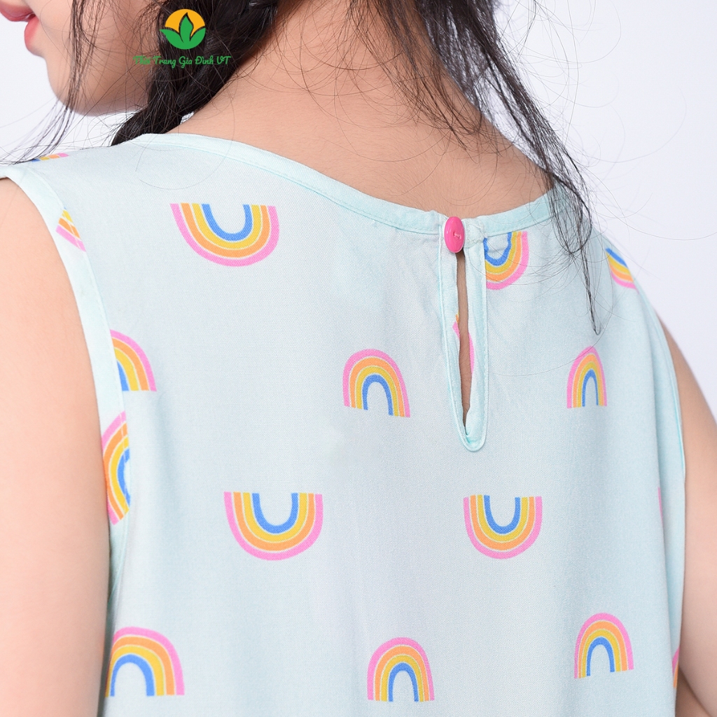 Váy lanh bé gái sát nách phối ren mùa hè Việt Thắng thoáng mát - V62.2303