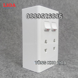Combo 2 ổ cắm điện 2 chấu + 2 công tắc đèn lắp nổi LiOA