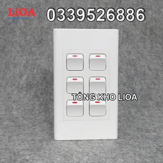 Combo 6 công tắc điện 1 chiều + mặt lỗ vuông LiOA - Lắp nổi