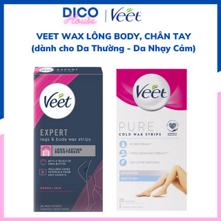 Tẩy lông WAX giấy VEET wax strips cho tay, chân, body hiệu quả