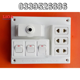 [CHÍNH HÃNG] Bảng Điện Nổi CB 15A LiOA, 3 Ổ Cắm, 2/3 Công Tắc. Model: B-CB15A