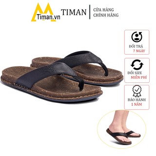 Dép nam đẹp xỏ ngón quai ngang kiểu quai hậu đế trấu chất liệu da tông lê cao cấp bảo hành 1 năm DL25 TIMAN