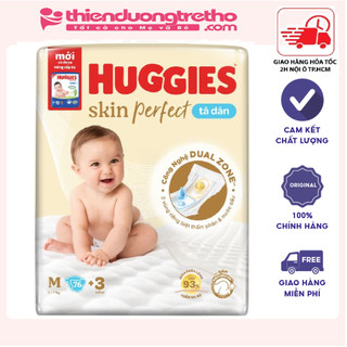 Tã dán huggies skin pergect super jumbo m76+3 miếng mẫu mới màu vàng