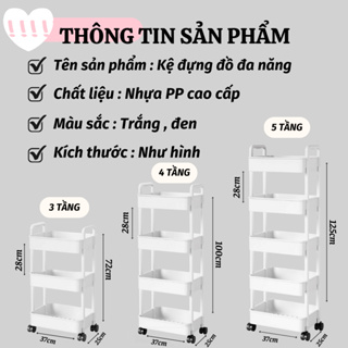 Kệ Đựng Đồ Đa Năng Alix 3 Tầng Có Bánh Xe Di Chuyển Dễ Dàng Mang Theo Mọi