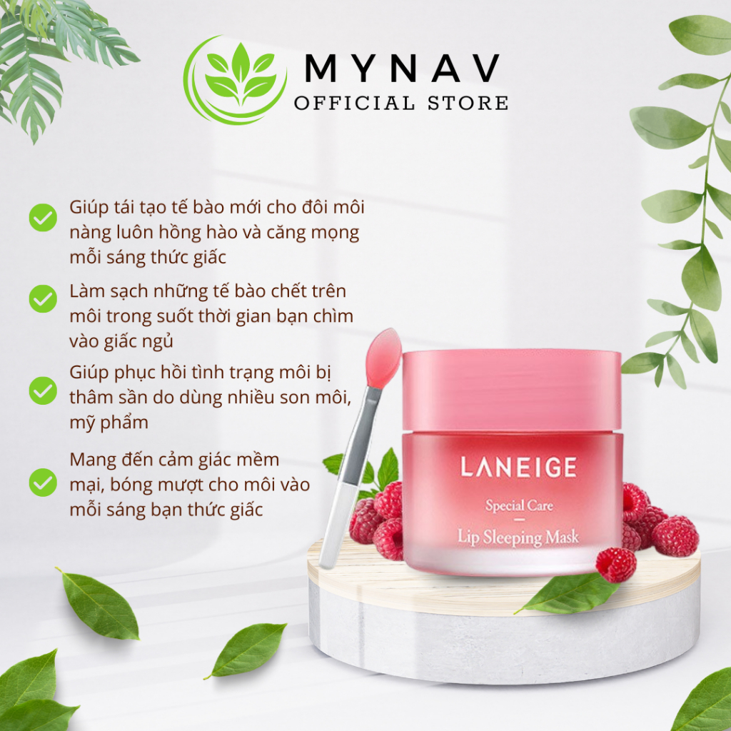 Mặt Nạ Ngủ Môi Laneige, Mặt Nạ Ngủ Môi Dưỡng Ẩm, Căng Bóng Mềm Mịn Hương Dâu Laneige Lip Sleeping Mask 3g, 20g