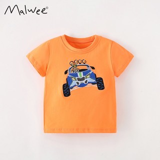 Áo hè cam cotton hoạ tiết ô tô xanh phong cách cho bé trai MW9260 - TOPZKIDS