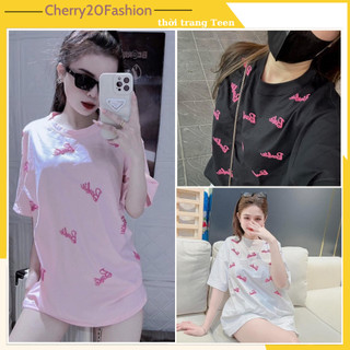 Áo thun tay lỡ barbie đủ màu chữ in nổi cực xinh, áo phông nữ dáng rộng freesize cotton khô thoáng mát
