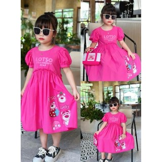 Váy bé gái dâu tây hồng 8-30kg