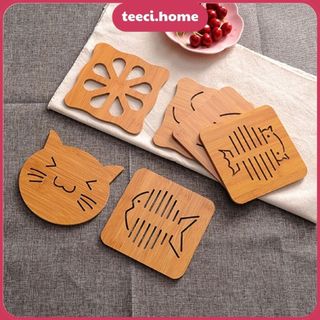 Miếng Lót Cốc Gỗ Lót Ly Lót Nồi Gỗ Chống Thấm Cách Nhiệt Chống Trượt Phụ Kiện Bàn Ăn TEECI U055