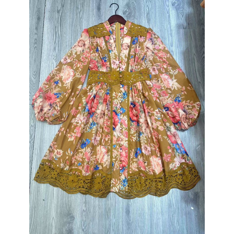 Váy hoa vàng phối ren ZMM