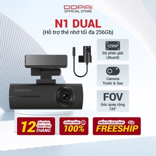 Camera Hành Trình Ô Tô DDPai N1 Dual Trọn Bộ Trước Sau Độ Phân Giải Hình Ảnh 1296P Góc Quay Siêu Rộng - Hàng Chính Hãng