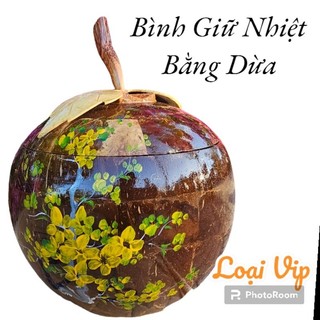 Bình giữ nhiệt bằng Gỗ Dừa có bọc 1 lớp Gáo Dừa phía ngoài