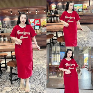 Đầm suông cotton, váy xuông dáng dài in chữ FOREVER chất cotton form rộng thời trang hai màu