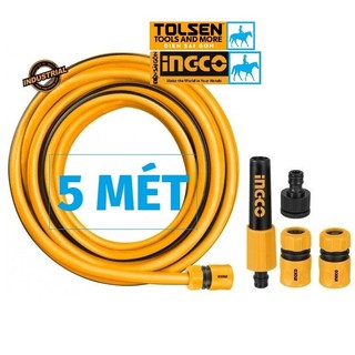 INGCO Bộ 5 mét ống nhựa PVC Fi21 khớp nối ống vòi xịt rữa tưới cây HPH2001 HHCS05122