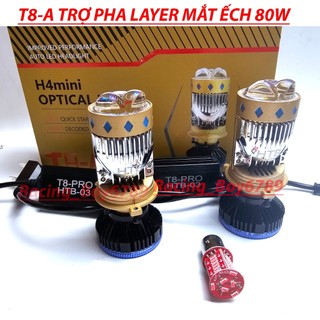 Bi cầu mini T8- trợ pha laser mắt ếch 80w chân H4 chính hãng