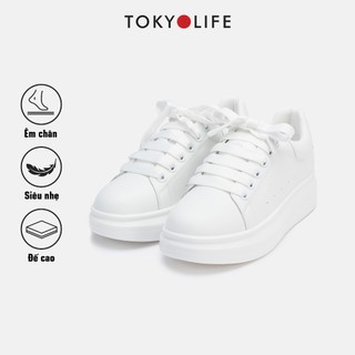 Giày thể thao nữ màu trắng thời trang TOKYOLIFE đế cao êm chân siêu nhẹ chất liệu da cao cấp C9SHO509L
