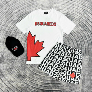 Bộ Phông DSQ2 Nam Nữ Lá Phong ĐỎ TO phối Chữ Dsquared Đỏ Chất Liệu Cotton Thoáng Mát, Mẫu Áo Thun Nam Nữ DSQ2 Siêu Hot