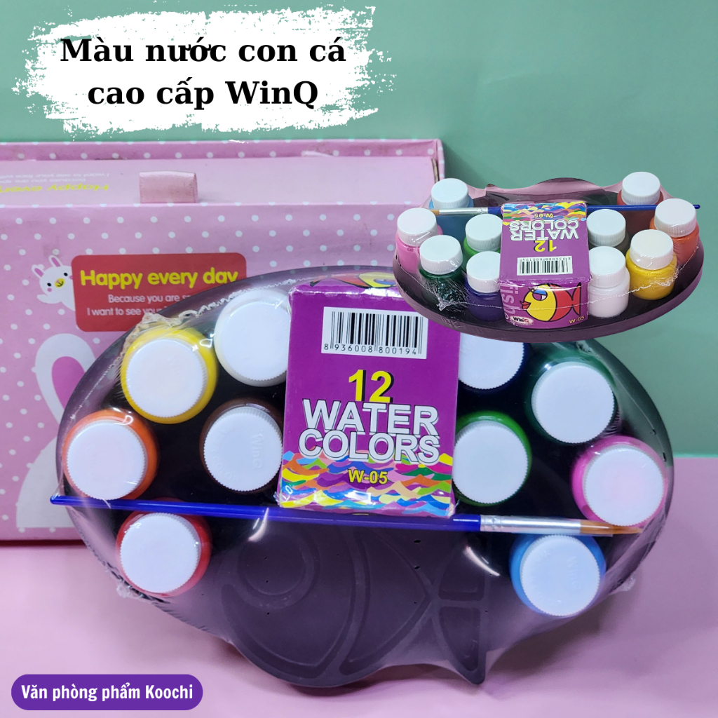 Màu nước con cá cao cấp WinQ 12 màu